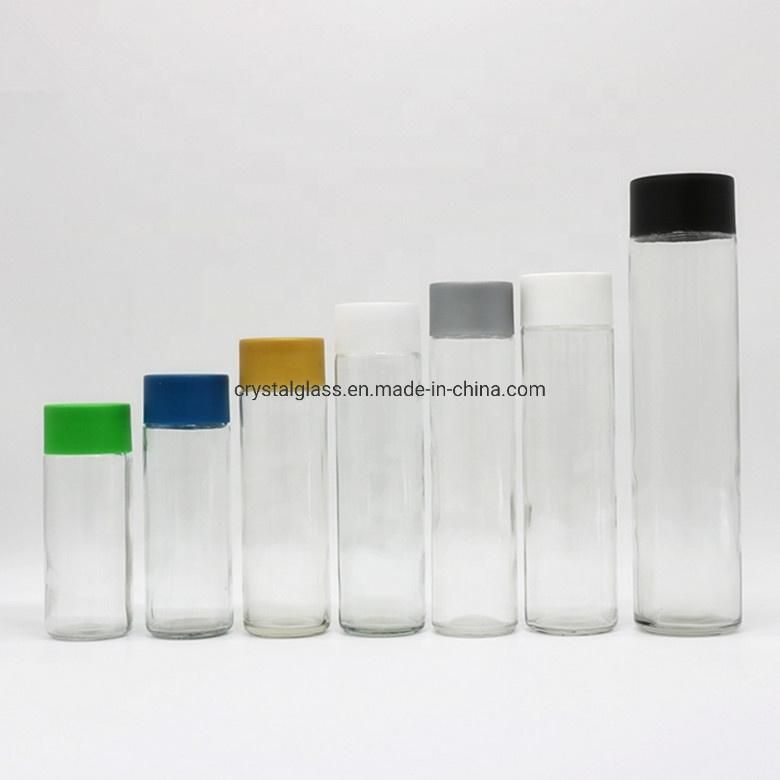 375ml 500ml Clear Flint Voss Glass Water Bottle with Lid Factory
