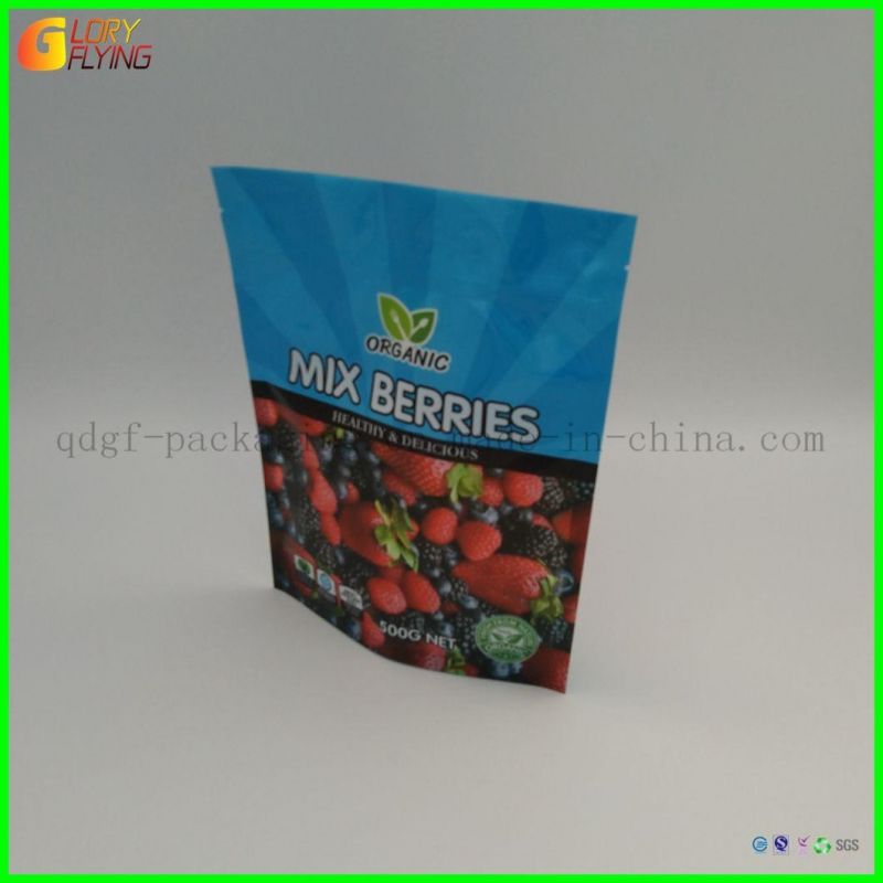 Custom Standing Zipper Plastic Bags Frozen Food Fruit Packaging Bags.