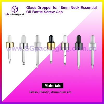 Glass Dropper for 18mm Neck Essential Oil Bottle Screw Cap