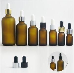 Matted Amber Essential Oil Dropper Bottles with Aluminum Lids