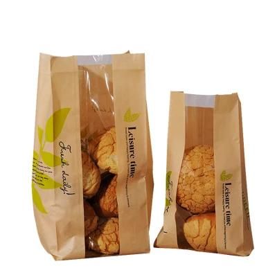 Factory Price High Quality Eco Friendly Bakery Customised Size Small Delivery Cute Pink Kraft Paper Bag with Clear Window