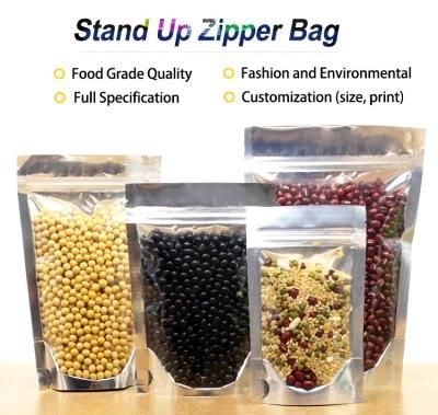 Three Side Sealed Aluminum Foil Ziplock Bag Hologram Laser Pouch with Clear Front for Jewelry