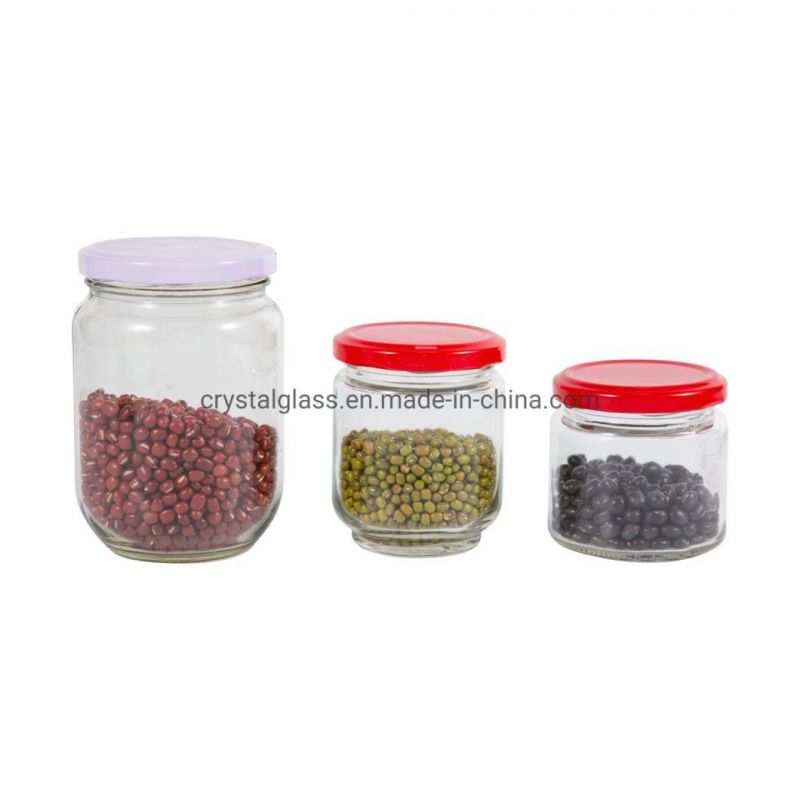 6oz 8oz 9oz Clear Straight Sided Glass Jam Jar Food Grade with Silver Gold Screw Metal Cap