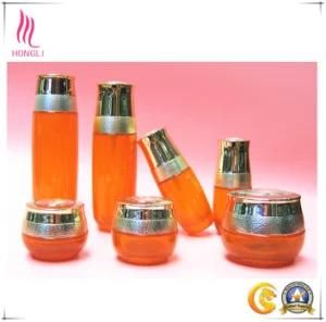 High-End Orange Pattern Cream Lotion Glass Bottle and Jar