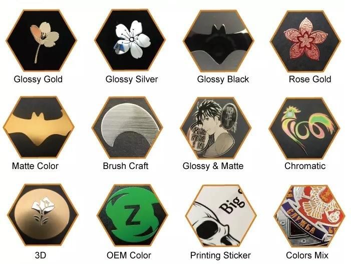 Custom Self-Adhesive Black Chrome Metal Nickel Sticker Logos Label