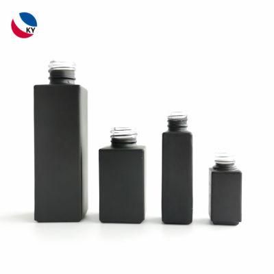 5ml 10ml 15ml 30ml Matte Black Flat Shoulder Glass Dropper Bottle Essential Oil Packaging