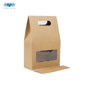 Customized Brown Stand up Kraft Paper Ziplock Bag with Clear Window for Food Packaging