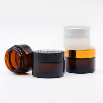 20g 30g 50g 100g Amber Glass Cream Jar for Cosmetic Packing and Eye Cream Bottle