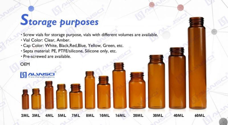 Alwsci Narrow Mouth 30ml 20-400 Boston Round Amber Glass Bottle