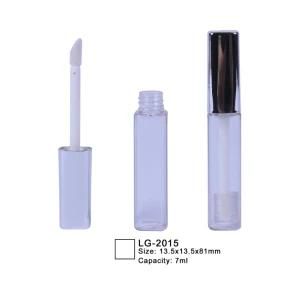 7ml Empty Square Shape Plastic Lipgloss Container Cosmetic Packaging Lip Bottle with Brush Applicator