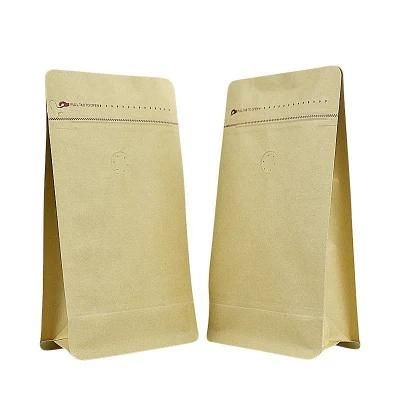 Factory Wholesale Packaging 16oz Flat Bottom Bag for Coffee Beans Custom Kraft Paper Bag with Valve