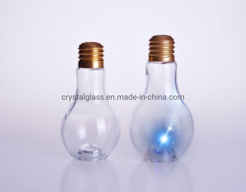 Creative Bulb Shape Bottle Food Grade Beverage Juicer Glass Bottles 100ml/200ml/300ml/400ml/500ml