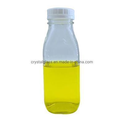 Wholesale Beverage Use 950ml Square Glass Milk Bottle with Plastic Tamper-Proof Lid