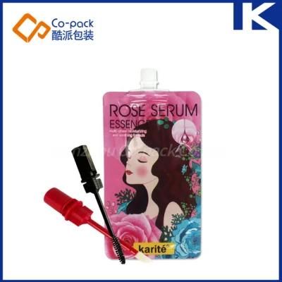 Printed Aluminum Makeup Cosmetic Spout Pouch Mascara and Lip Spout Packaging Bag with Brush