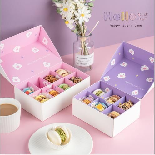 Wholesale Eco Takeway Food Retail Pie Macarons Cake Cookie with Custom Logo Packing Box Snowflake Pastry Dakwaz Box with Clear Plastic Window Muffin Box Package