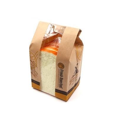 Fashion Food Packaging Bakery Kraft Paper Bread Bags with Window