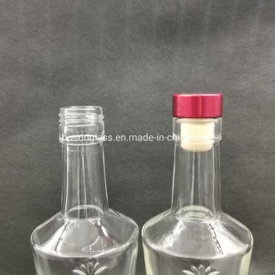 Hoson China Supply Frosting Customize Embossed Logo Glass Bottle 375ml 500ml 700ml 750ml 1500ml 3000ml