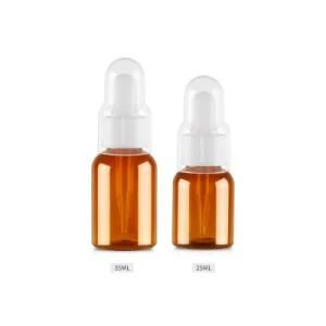 35ml Plastic Cosmetic Brown Boston Round Essencial Oil Amber Dropper Bottle