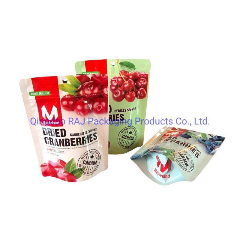 Custom Stand up Mylar Ziplock Zipper Pouch Plastic Packaging Bag for Frozen Food Fruit Packing