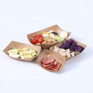 Fast Food Box Disposable Box Kraft Paper Case Food Tray Boat Food Grade Fried Chicken French Fries Box