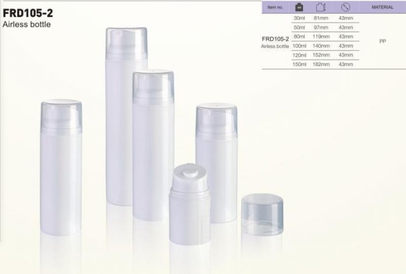 Free Sample Black Airless Plastic Bottle Cosmetic PP Bottle 30ml 50ml 80ml 100ml 120ml 150ml with Pump Lotion Cap