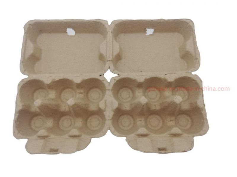 Factory Paper Pulp Egg Carton Biodegradable Pulp Fiber Egg Tray 6X2 Cell Molded Paper Pulp Packaging Tray