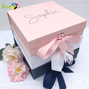 Collapsible Gift Paper Packing Designed Packaging Box Custom Logo Clothing with Bow