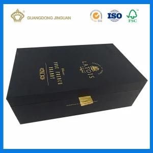Rigid High Quality Handmade Wine Box with Gold Foil Logo (mat lamination)