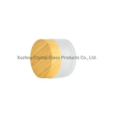 50g Glass Cosmetic Packaging Sets Clear Frosted 50g Cosmetic Jar Packaging with Bamboo Pattern Lid