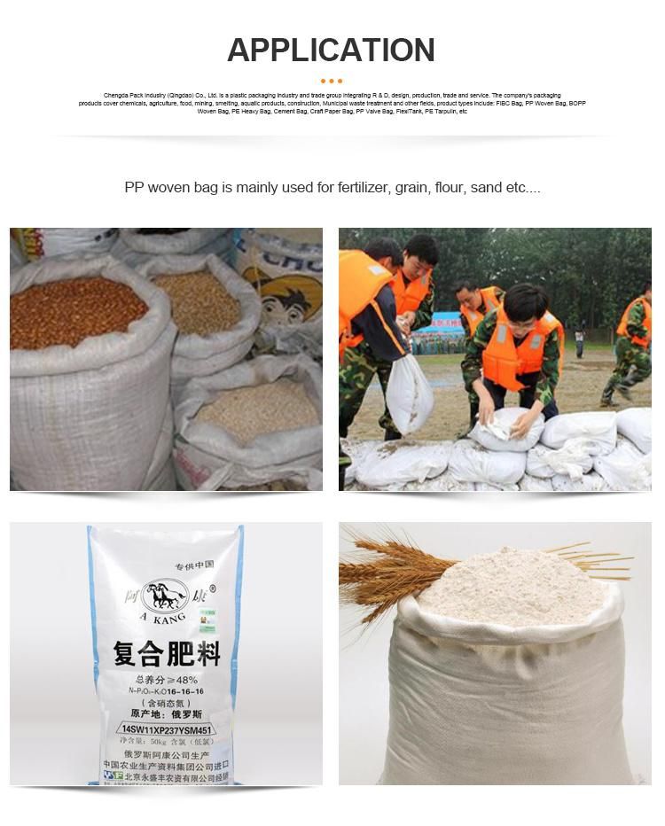 100% New Material Customized Empty PP Woven Wheat Flour Poly Grains Packaging Bags 50kg for Sale
