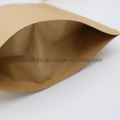 Resealable High Quality Kraft Paper Ziplock Packaging Bag Wholesale Food Grade Kraft Paper Bag Stand up&#160; Pouch&#160; for Nuts / Cereal Packaging