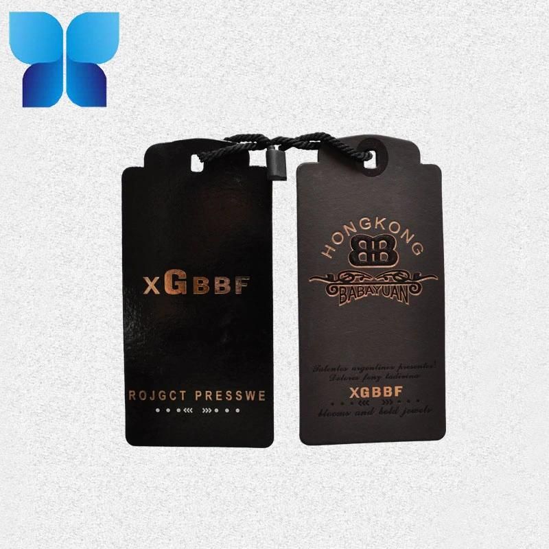 Customized Coated Metallic Paper Hangtag Wholesale Cloth Tag Gold Foil Printing Tag for Garment Jeans