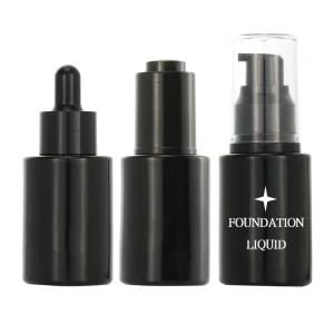 Cosmetic Containers 30ml Matte Frosted Black Glass Serum Pump Bottle for Skincare Packaging