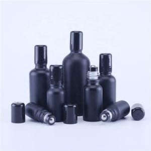5ml 10ml 15ml 20ml 30ml 50ml 100ml Matte Black Glass Roll on Bottles Stainless Steel Roller Ball for Perfume Essential Oil