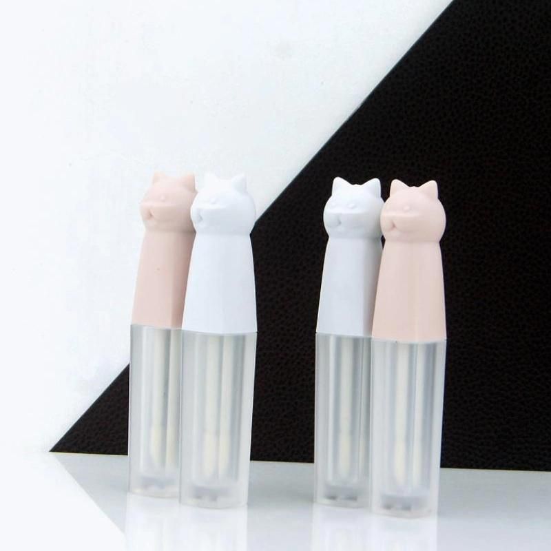 3ml in Stock Pink White Cat Shape Lip Gloss Packaging Container Empty Plastic Lip Gloss Tube