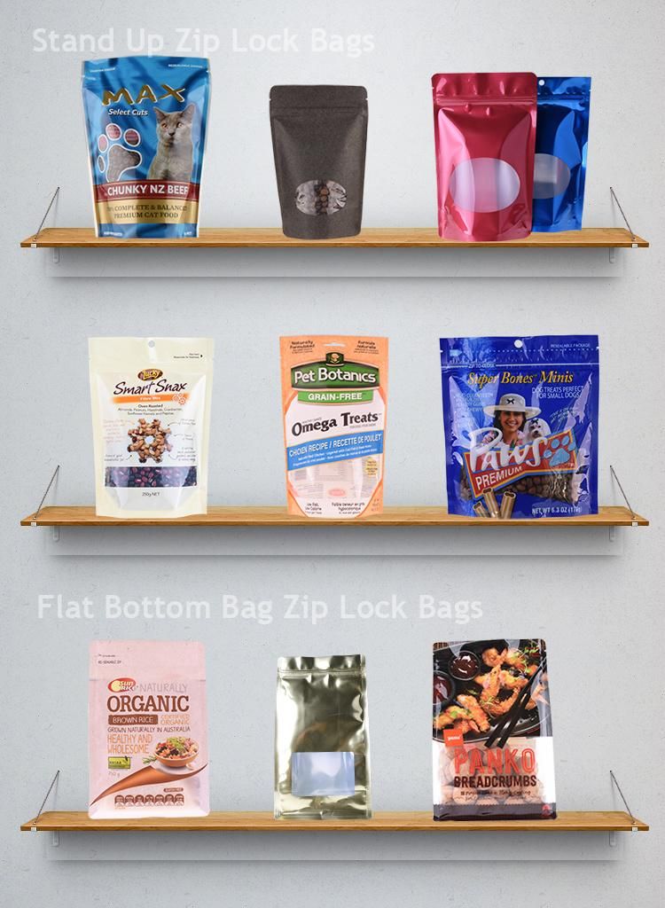 Tea Aluminum Foil Zipper Bags Flat Bottom Pouches