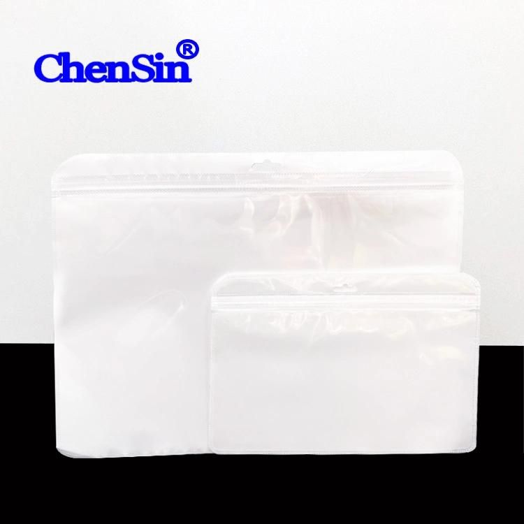 Round Shape Clear Front White Pearl Plastic Zipper Bag