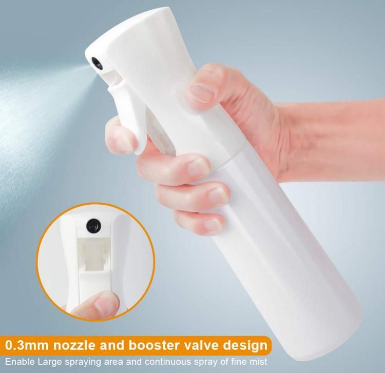 Sale 300ml Clear Black Trigger Refillable Hair Skin Care Continuous Pet Plastic Water Fine Mist Spray Bottle