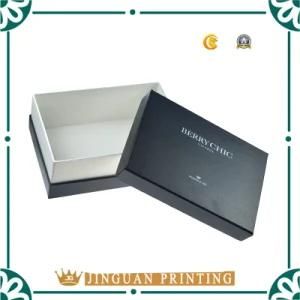 Black Texture Paper Gift Box with Logo in White