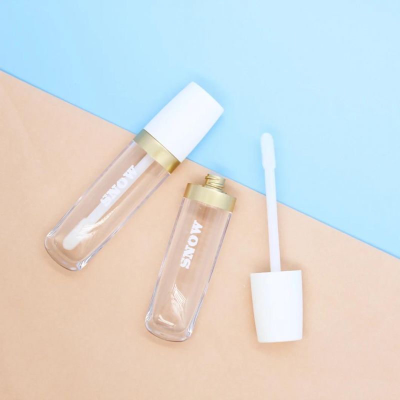 Empty Lip Gloss Container White Transparent Flat Lipgloss Tube