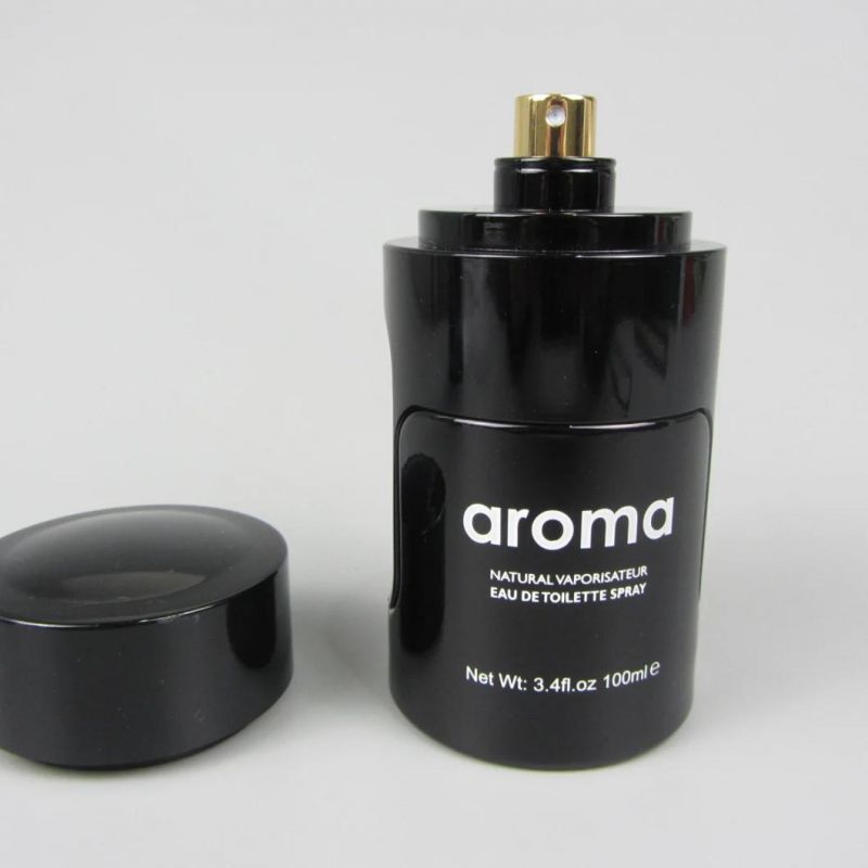 Cylinder 100ml Black Empty Glass Perfume Spray Bottle