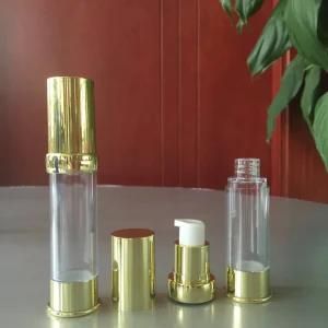 15ml 20ml 30ml 35ml Golden Airless Pump Lotion Aluminum Cosmetic Bottle for Skin Care