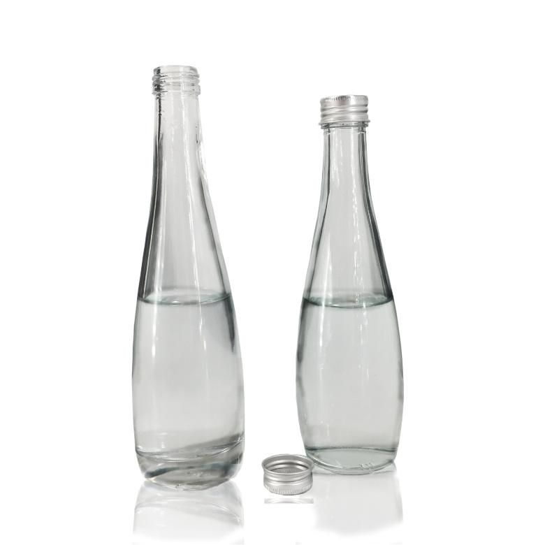 Empty Transparent 330ml 500ml High Flint Juice Drink Beverage Mineral Water Glass Bottle with Aluminium Cap