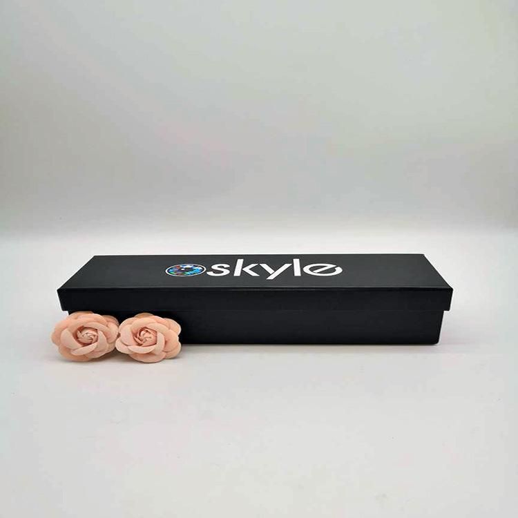 Custom Logo Printed Dried Flowers Jewelry Boxes Black Packaging Box