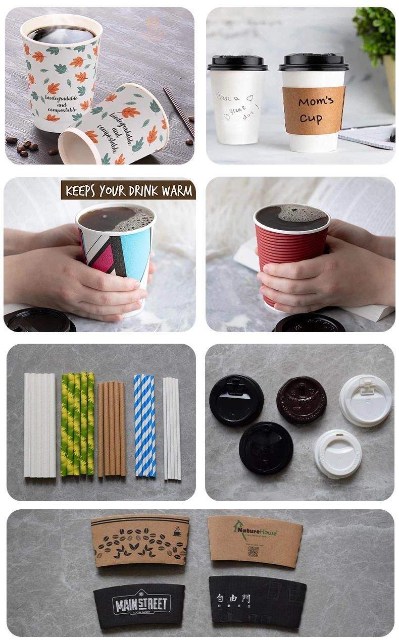 Personalized Logo Eco Friendly Coffee Mugs Biodegradable Cups Disposable Paper Cups