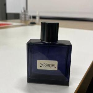 60ml Square Flat Glass Transparent Black Spray Perfume Bottle