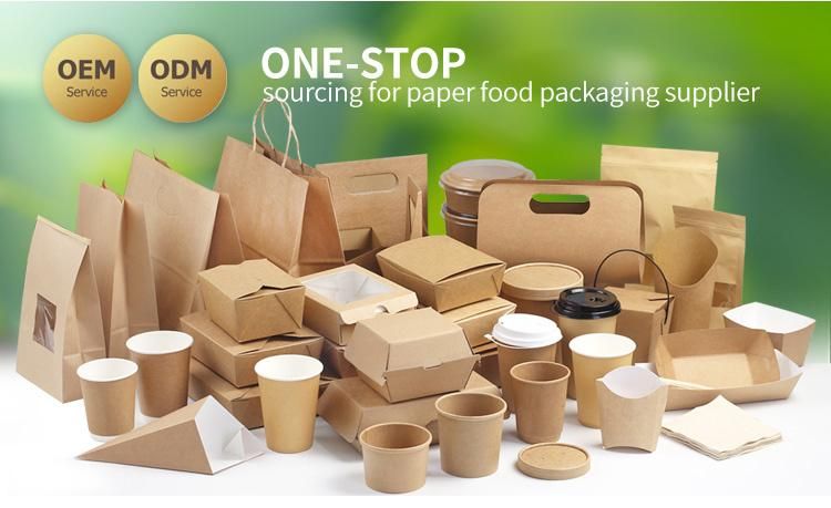 Flat Bottom Food Brown Kraft Paper Bag for Bakery Packaging