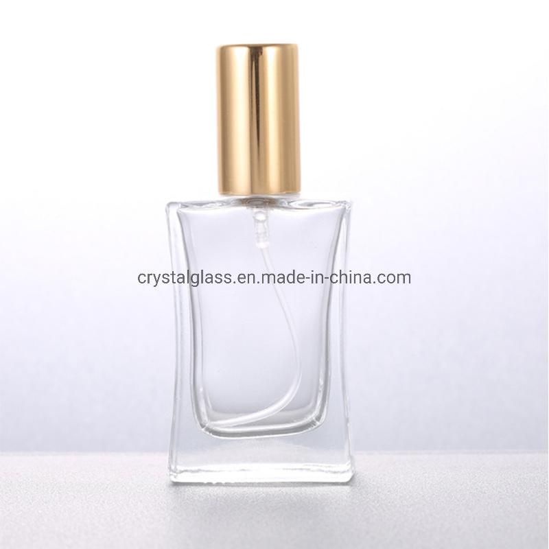30ml Square Transparent Glass Perfume Bottle with Sprayer Factory Wholesale