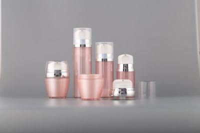 Round Cosmetic Plastic Container Acrylic Plastic Airless Bottle for Skincare