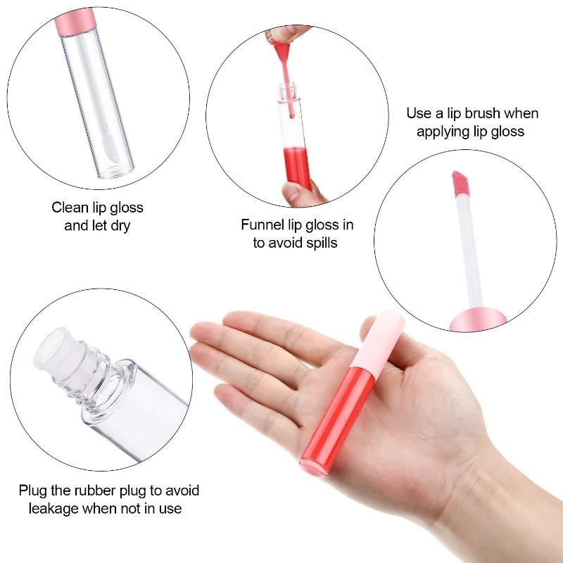 Sale 10ml Empty Clear Refillable Plastic Balm Mascara Lip Gloss Tube with Brush Wand